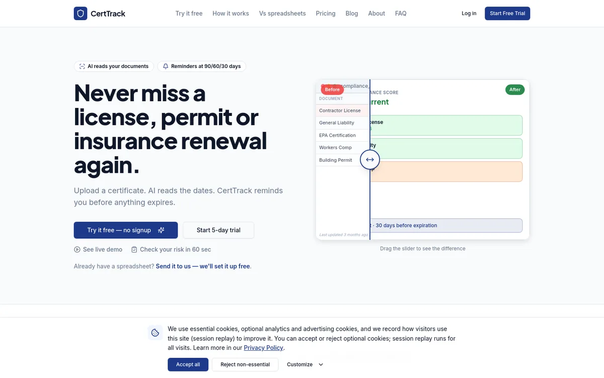 CertTrack screenshot
